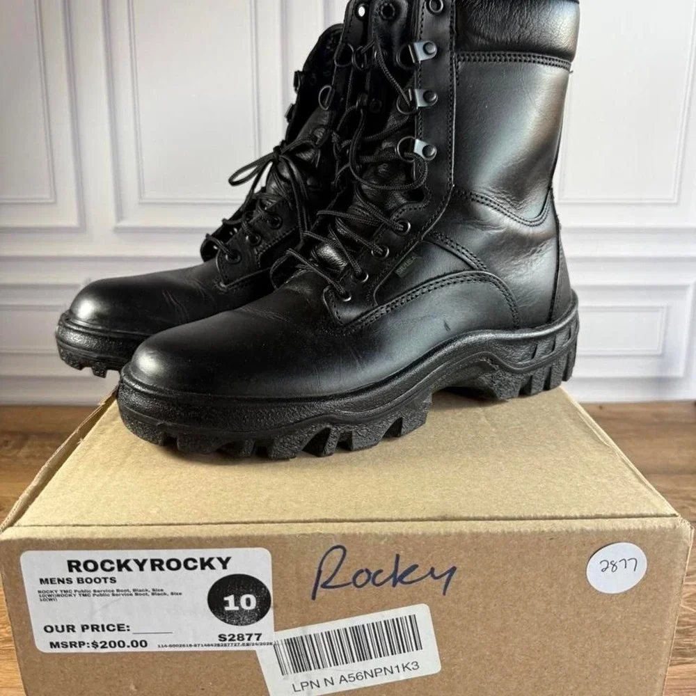 Rocky boots men's size 10 wide black leather lace up boots